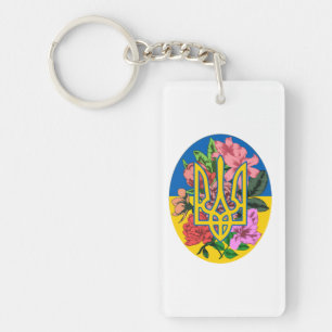 Porte-clefs Trident ukrainien et drapeau de l'Ukraine avec des