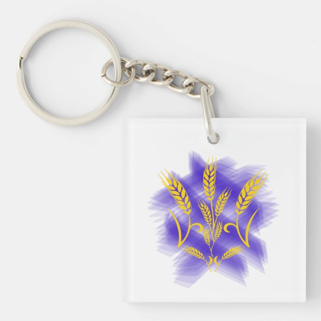 Porte-clefs Trident ukrainien fait d'oreille de blé (Devant)