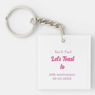 Porte-clefs Trinquons au 10ème anniversaire de mariage rose no