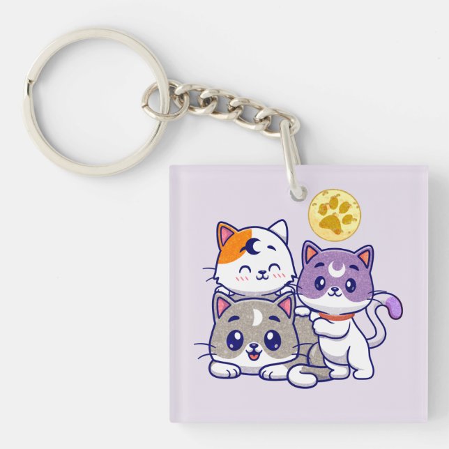 Porte-clefs Trio adorable - Trois chats mignons (Devant)