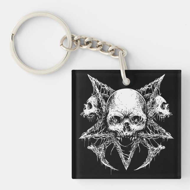 Porte-clefs Trio de crânes gothiques (Devant)