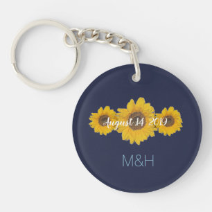 Porte-clefs trio de tournesol personnalisé - mariage rustique