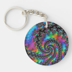Porte-clefs Tripant Hippie Psychédélique Spirale Arc-en-ciel F
