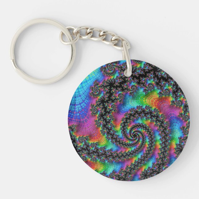 Porte-clefs Tripant Hippie Psychédélique Spirale Arc-en-ciel F (Devant)