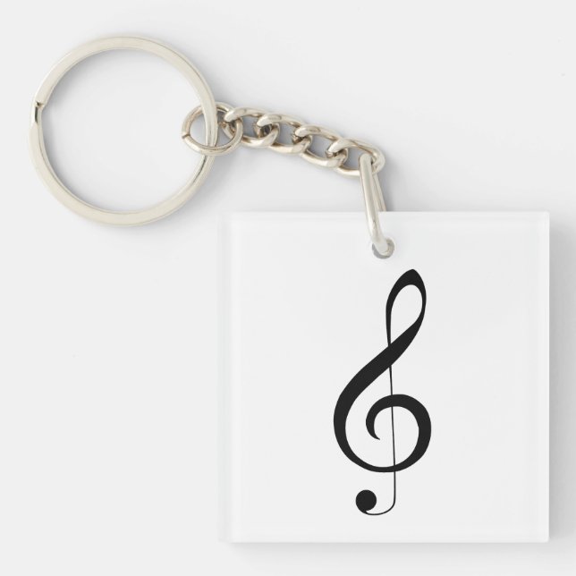 Porte-clefs Triple Clef Musical Note, (Devant)