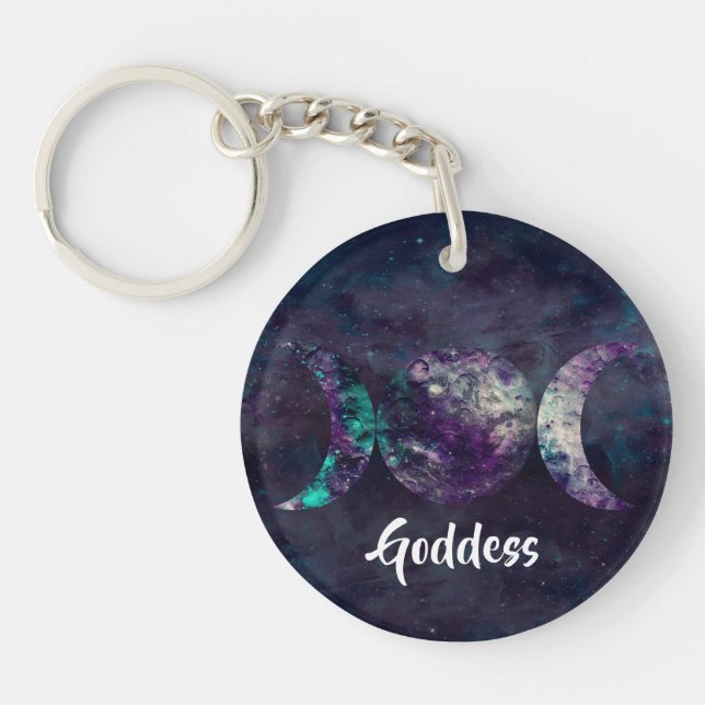 Porte-clefs Triple Lune Déesse Luna Univers Personnalisé (Devant)