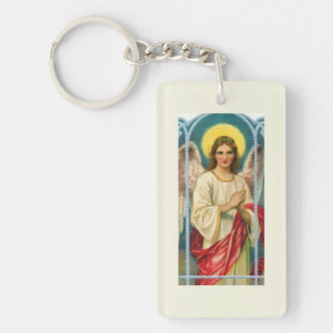 Porte-clefs Triptyque d'ange au ruban rose