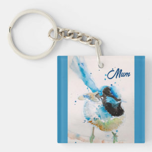 Porte-clefs Troène bleu Wrens Aquarelle Bébé Bleu Australien