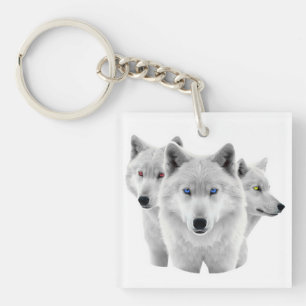 Porte-clefs Trois Loups blancs