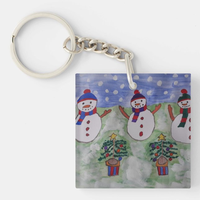 Porte-clefs Trois motoneiges de Noël (Devant)