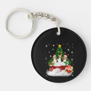 Porte-clefs Trois Père Noël Beagle Avec Arbre De Noël