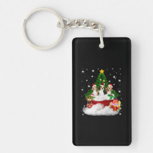 Porte-clefs Trois Père Noël Beagle Avec Arbre De Noël