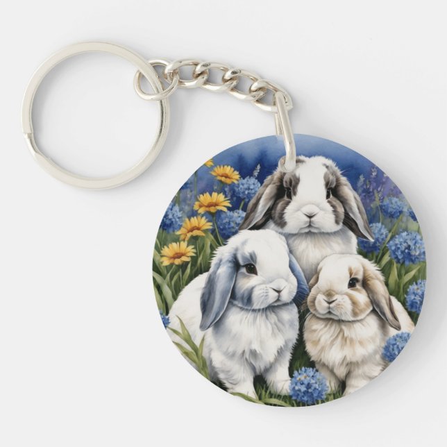 Porte-clefs Trois petits lapins lapins de lapin de lop (Devant)