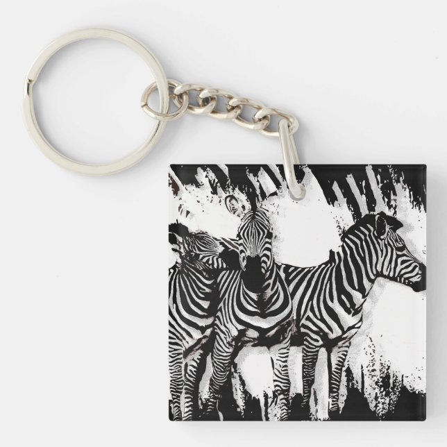 Porte-clefs Trois Zèbres Peignant (Devant)