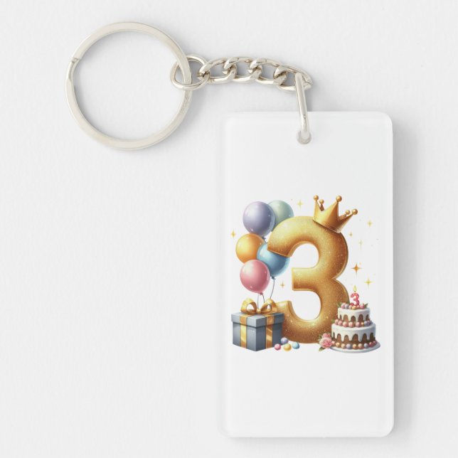 Porte-clefs Troisième anniversaire doré (Devant)