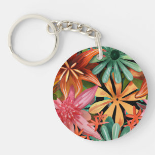 Porte-clefs tropical/hawaïen/floral/fleur