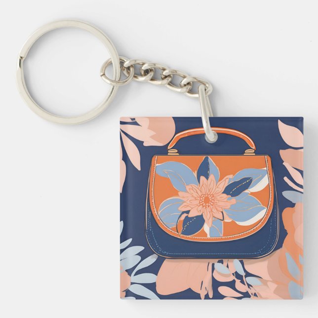 Porte-clefs Tropical Orange Blue art IA  (Devant)