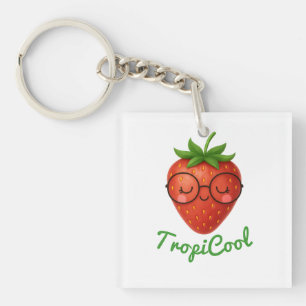 Porte-clefs TropiCool fraise - Porte - clé acrylique mignon