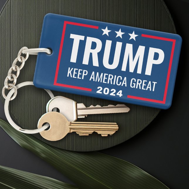 Porte-clefs Trump 2024 Gardez l'Amérique grande - bleu rouge (Créateur téléchargé)