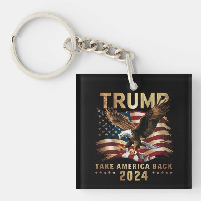 Porte-clefs Trump 2024 Reprendre l'Amérique Drapeau américain  (Devant)