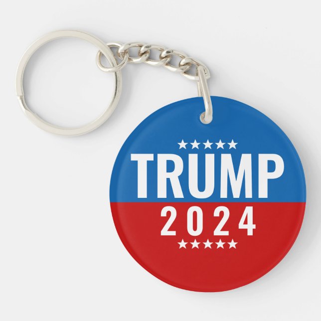 Porte-clefs Trump 2024 Rouge et bleu avec étoiles (Devant)