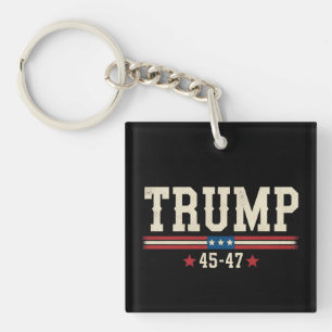 Porte-clefs Trump 45 47 Drapeau américain USA Rétro Vintage
