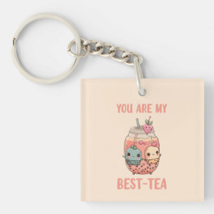 Porte-clefs Tu es mon meilleur thé kawaii boba bula thé rose