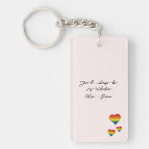 Porte-clefs Tu seras toujours mon Valentin Drapeau LGBT coeurs