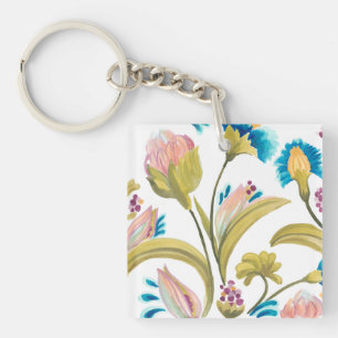 Porte-clefs Tuiles florales d'abbaye - fleurs de ressort