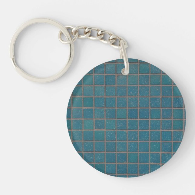 Porte-clefs tuiles mouchetées bleues (Devant)