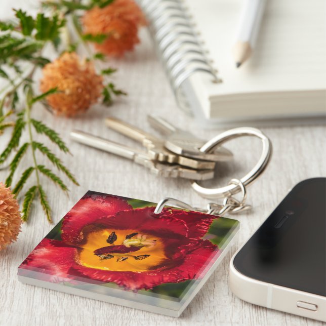 Porte-clefs Tuliforme rouge (Devant Droit)