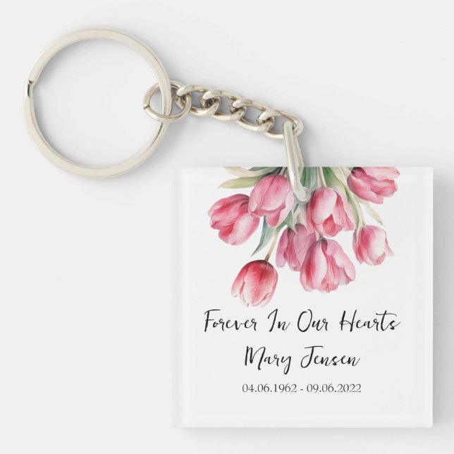 Porte-clefs Tulip Memorial Funeral Photo Keychain (Devant)