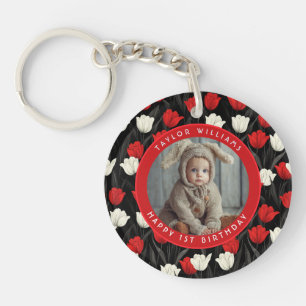 Porte-clefs Tulipe Florale Minimaliste Personnalisée 60e Anniv