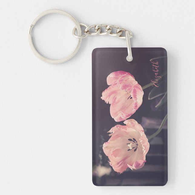 Porte-clefs Tulipes en fleurs mignonnes -Personnalisées (Devant)