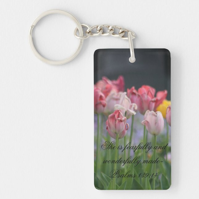 Porte-clefs Tulipes Psaumes 139: 14 (Devant)