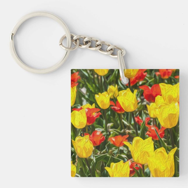 Porte-clefs Tulipes rouges et jaunes (Devant)