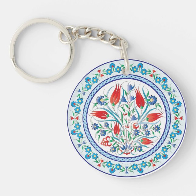 Porte-clefs Tulipes Rouges Mariage Thème Design Turc (Devant)