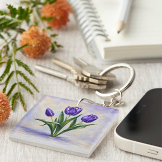 Porte-clefs Tulipes violettes