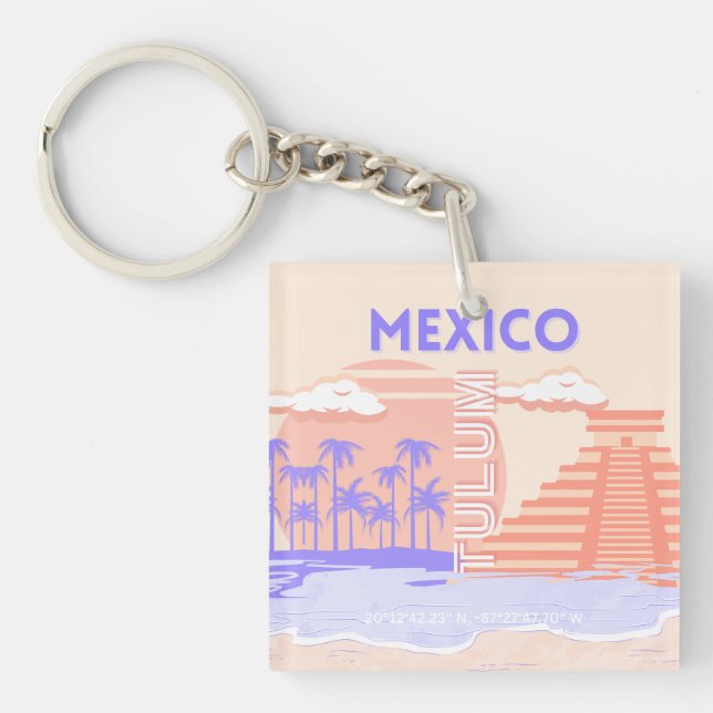 Porte-clefs Tulum, Art de voyage, Art rétro (Devant)