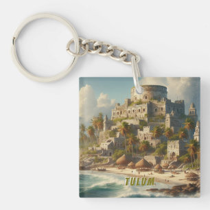 Porte-clefs Tulum Mexico Vintage voyage paysager