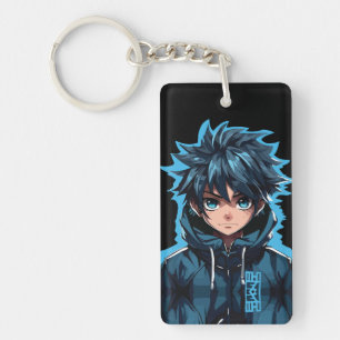 Porte-clefs Turquoise Force : Garçon Manga de Style Anime