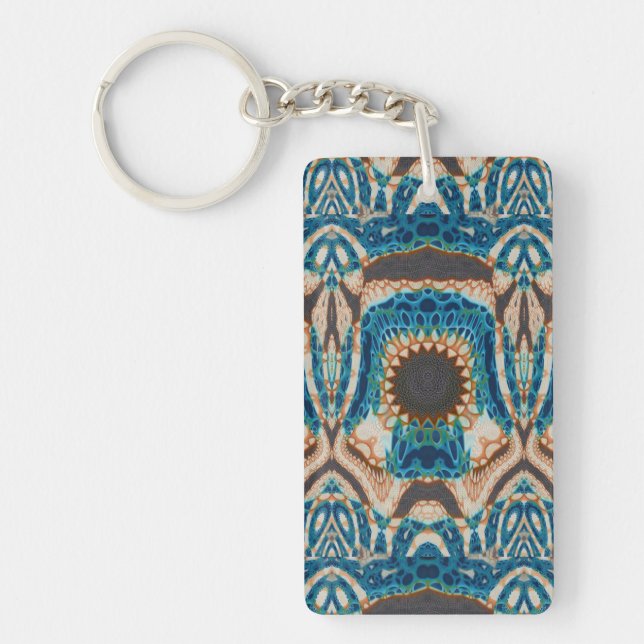 Porte-clefs Turquoise Gold Sun Southwestern Art (Devant)