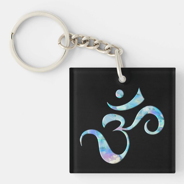 Porte-clefs Turquoise Marbré Om (Devant)