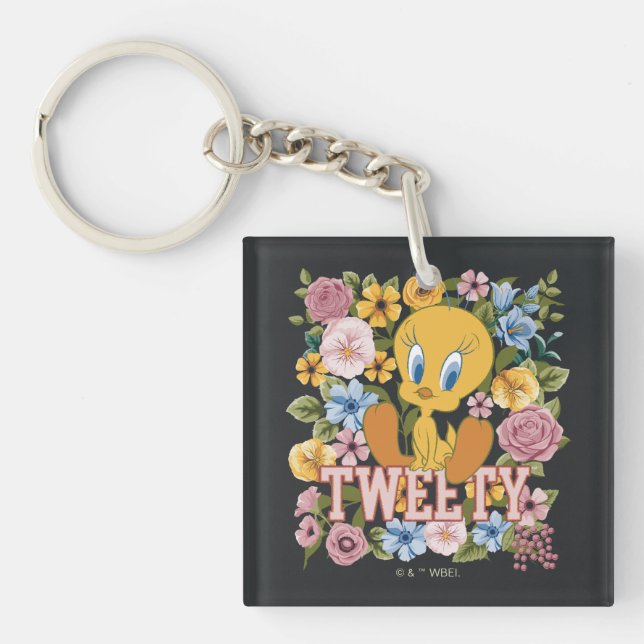 Porte-clefs TWEETY™ Broderie Florale Graphique (Devant)