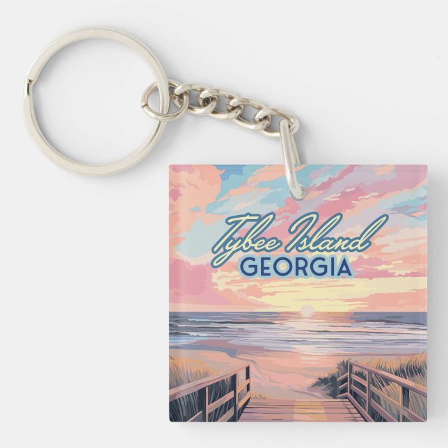 Porte-clefs Tybee Island Georgia Sunrise Beach Savannah (Devant)