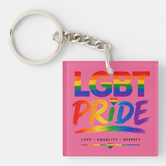 Porte-clefs Typographie arc-en-ciel de la fierté LGBT (Devant)