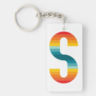 Porte-clefs Typographie Arc-en-Ciel Rétro Coloré Coucher de So