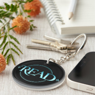 Porte-clefs Typographie Bleue Majestueuse en Verre "LIS" Art