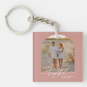 Porte-clefs Typographie Couple Saint-Valentin Rose Pâle Ensemb