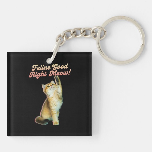 Porte-clefs Typographie de chat drôle mignonne avec Kitten jou (Dos)